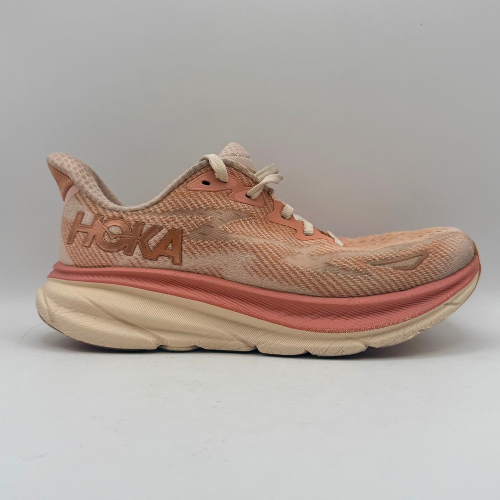 HOKA One One Clifton 9 Women's Size 7.5 Pink Peach Running Athletic Shoes